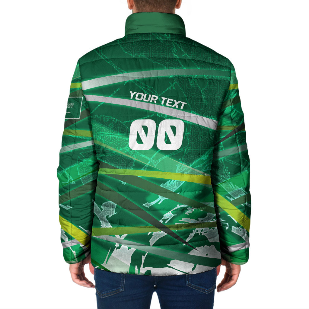 Personalized Saudi Arabia Football Padded Jacket Green Falcon National Pride Mascot
