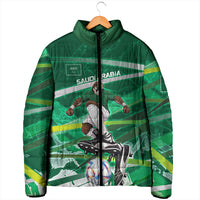 Personalized Saudi Arabia Football Padded Jacket Green Falcon National Pride Mascot