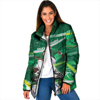 Personalized Saudi Arabia Football Padded Jacket Green Falcon National Pride Mascot