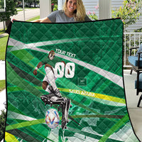 Personalized Saudi Arabia Football Quilt Green Falcon National Pride Mascot