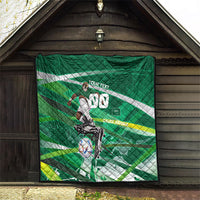 Personalized Saudi Arabia Football Quilt Green Falcon National Pride Mascot