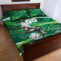 Personalized Saudi Arabia Football Quilt Bed Set Green Falcon National Pride Mascot