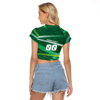 Personalized Saudi Arabia Football Raglan Cropped T Shirt Green Falcon National Pride Mascot
