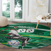 Personalized Saudi Arabia Football Round Carpet Green Falcon National Pride Mascot