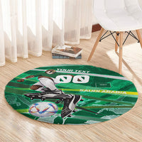 Personalized Saudi Arabia Football Round Carpet Green Falcon National Pride Mascot