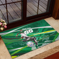 Personalized Saudi Arabia Football Rubber Doormat Green Falcon National Pride Mascot