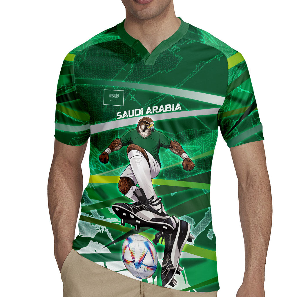 Personalized Saudi Arabia Football Rugby Jersey Green Falcon National Pride Mascot