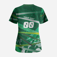 Personalized Saudi Arabia Football Scrub Top Green Falcon National Pride Mascot