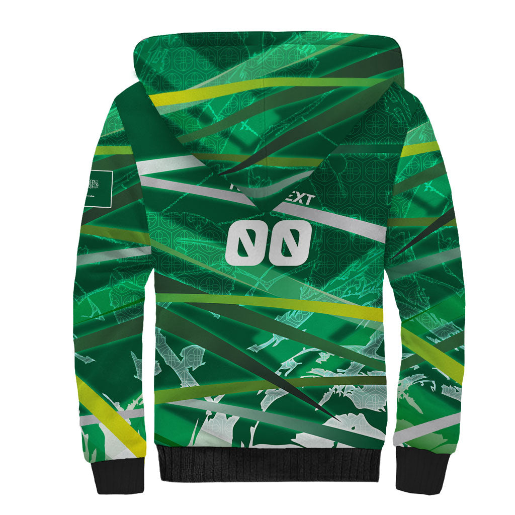 Personalized Saudi Arabia Football Sherpa Hoodie Green Falcon National Pride Mascot