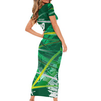 Personalized Saudi Arabia Football Short Sleeve Bodycon Dress Green Falcon National Pride Mascot