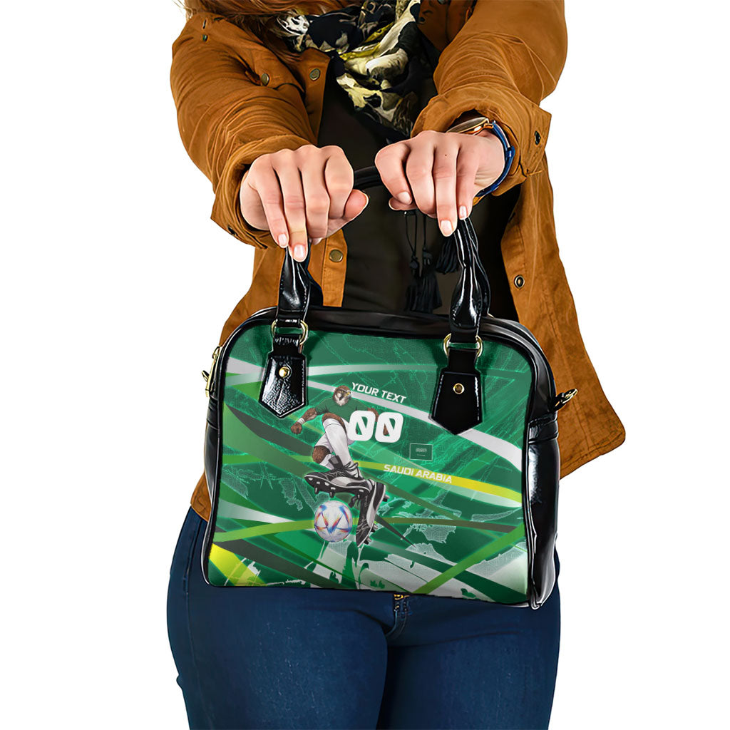 Personalized Saudi Arabia Football Shoulder Handbag Green Falcon National Pride Mascot