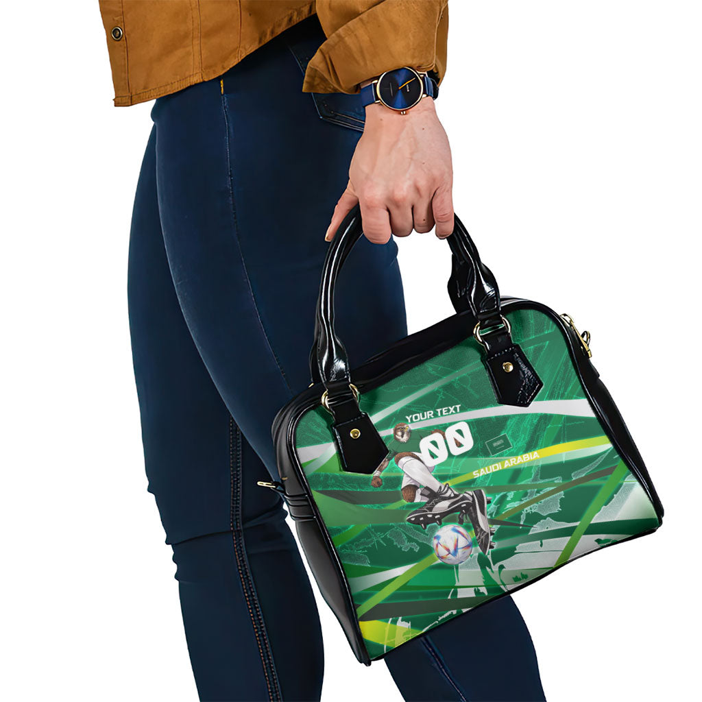 Personalized Saudi Arabia Football Shoulder Handbag Green Falcon National Pride Mascot