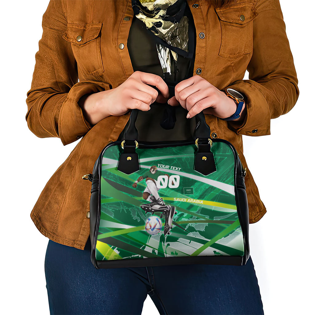Personalized Saudi Arabia Football Shoulder Handbag Green Falcon National Pride Mascot