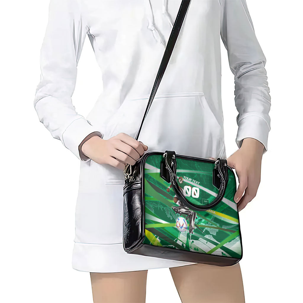 Personalized Saudi Arabia Football Shoulder Handbag Green Falcon National Pride Mascot
