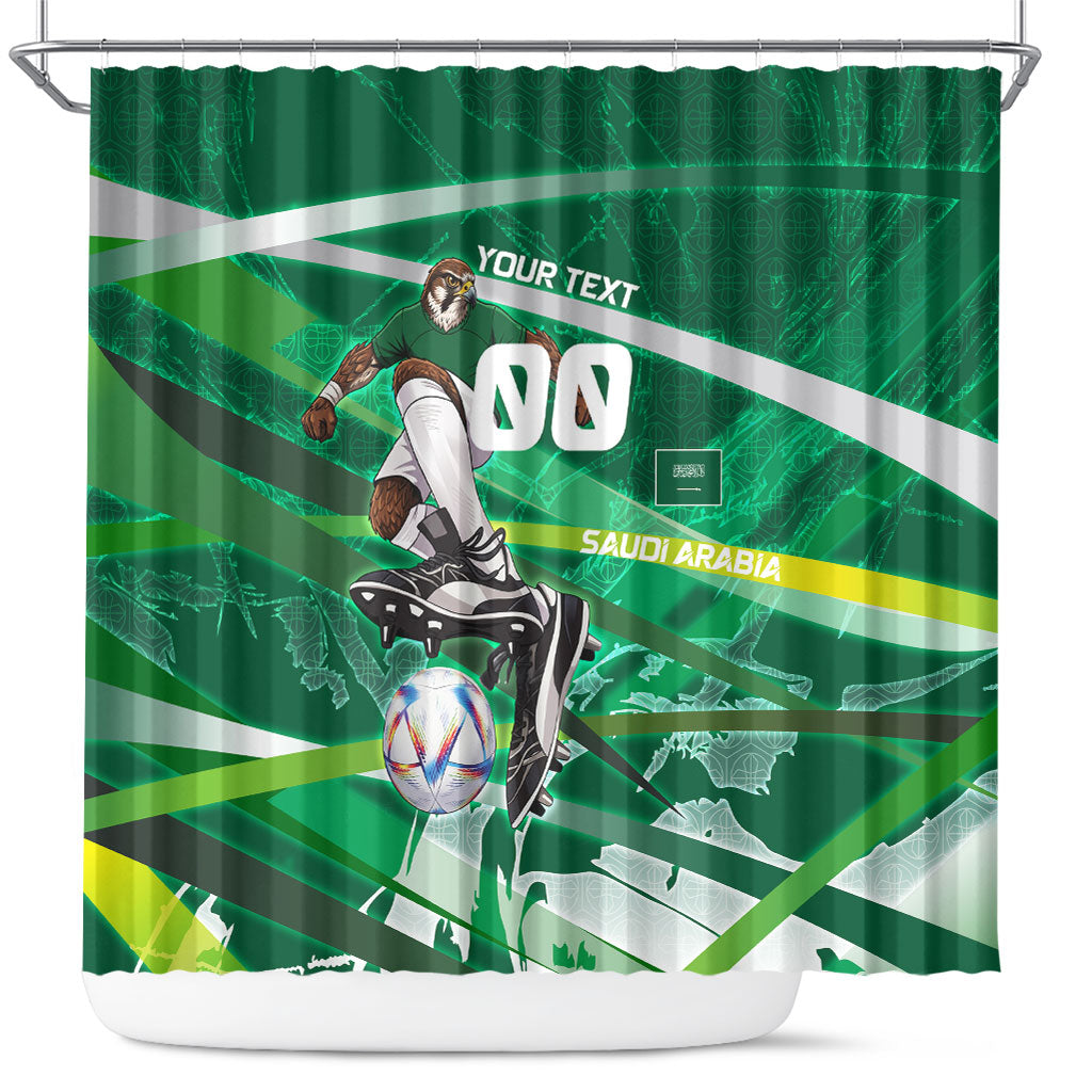 Personalized Saudi Arabia Football Shower Curtain Green Falcon National Pride Mascot