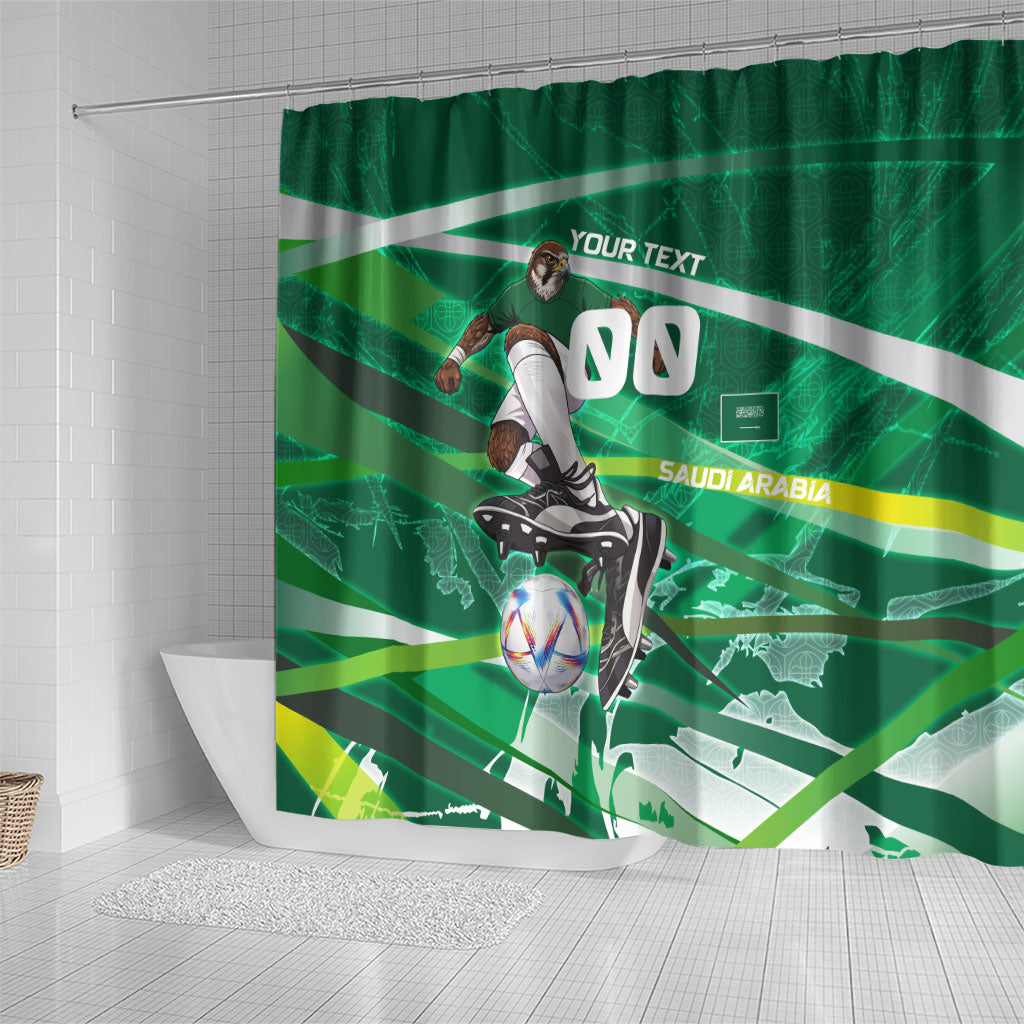 Personalized Saudi Arabia Football Shower Curtain Green Falcon National Pride Mascot