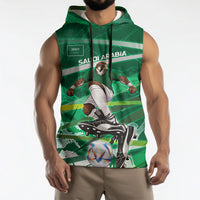 Personalized Saudi Arabia Football Sleeveless Hoodie Green Falcon National Pride Mascot