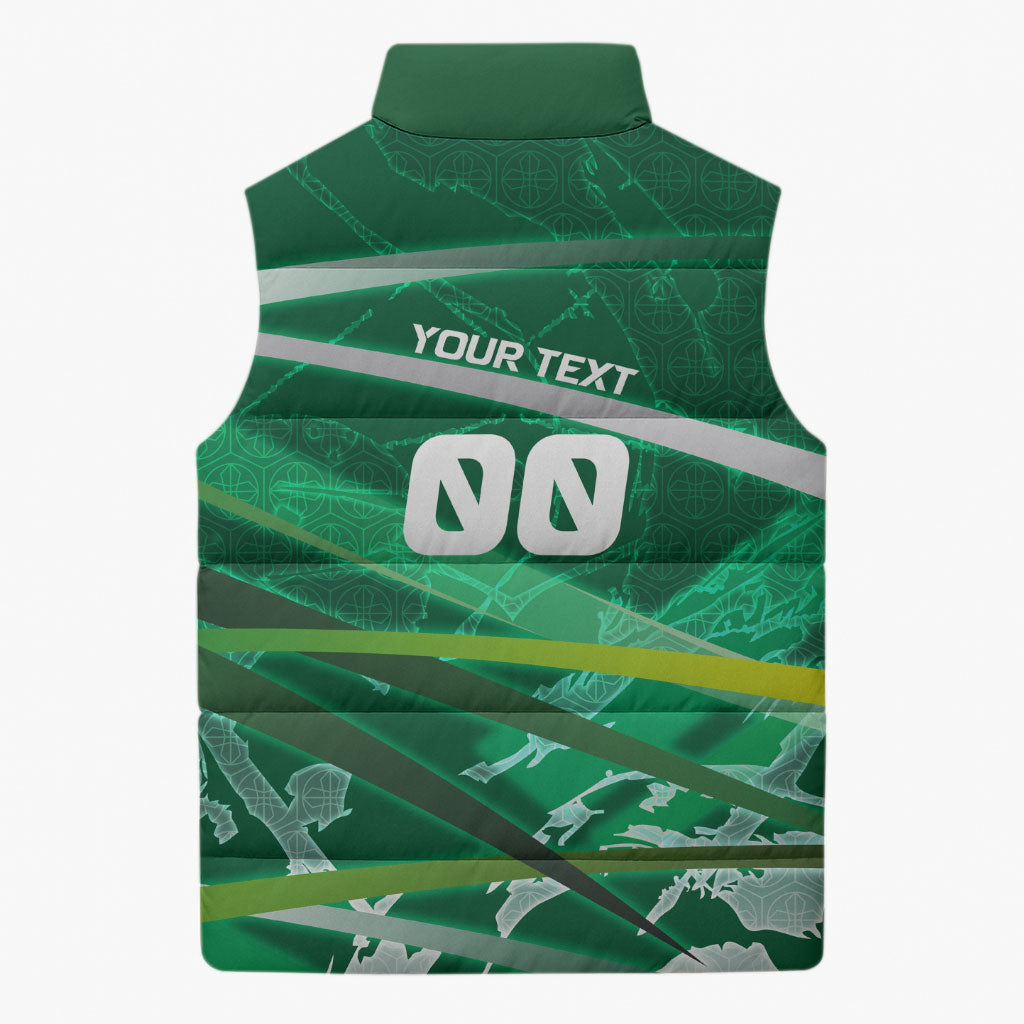 Personalized Saudi Arabia Football Sleeveless Puffer Jacket Green Falcon National Pride Mascot