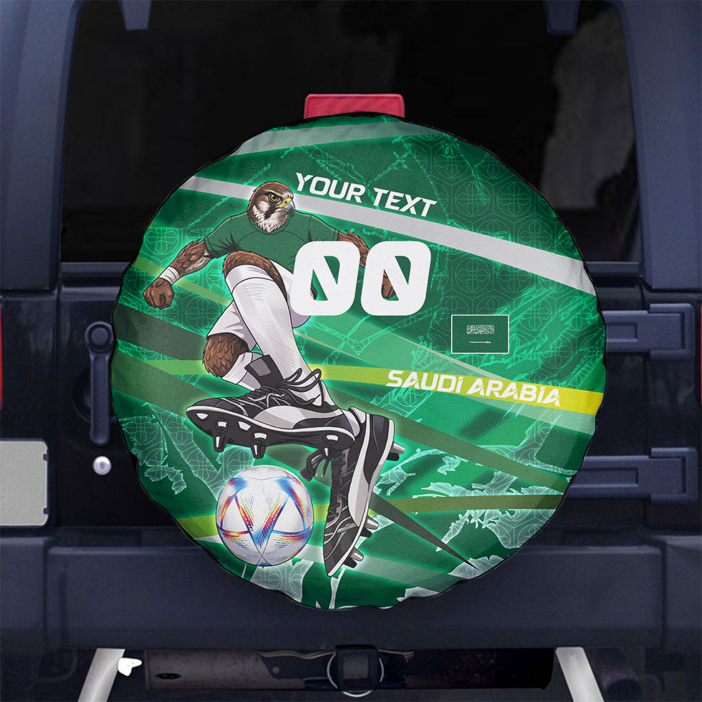 Personalized Saudi Arabia Football Spare Tire Cover Green Falcon National Pride Mascot