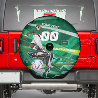Personalized Saudi Arabia Football Spare Tire Cover Green Falcon National Pride Mascot