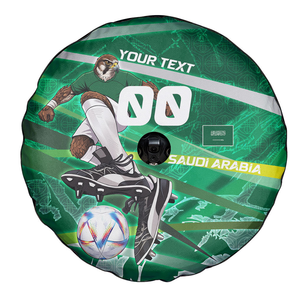 Personalized Saudi Arabia Football Spare Tire Cover Green Falcon National Pride Mascot
