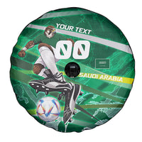 Personalized Saudi Arabia Football Spare Tire Cover Green Falcon National Pride Mascot