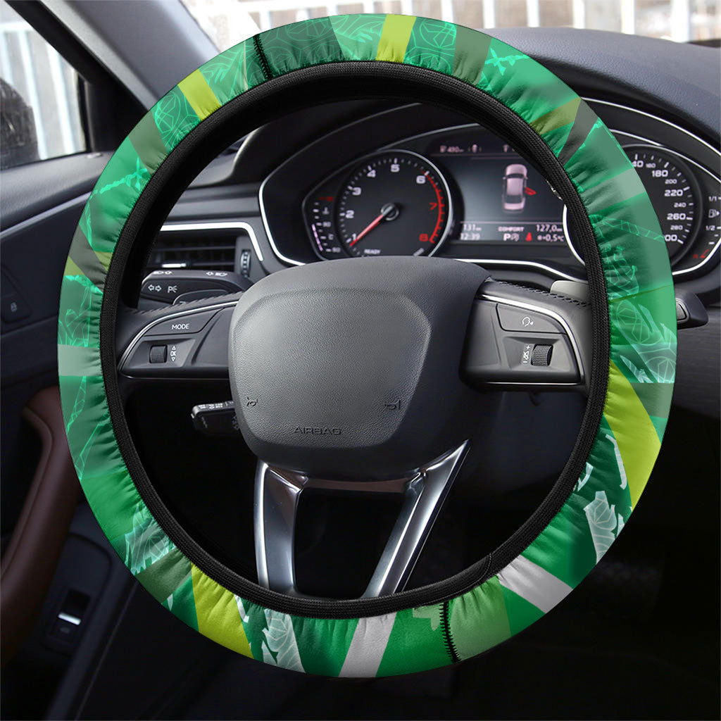 Saudi Arabia Football Steering Wheel Cover Green Falcon National Pride Mascot