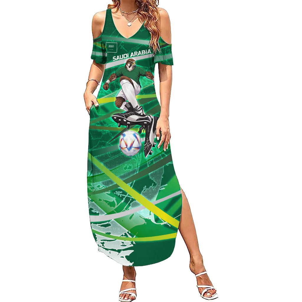 Personalized Saudi Arabia Football Summer Maxi Dress Green Falcon National Pride Mascot