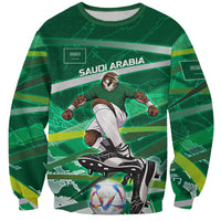 Personalized Saudi Arabia Football Sweatshirt Green Falcon National Pride Mascot