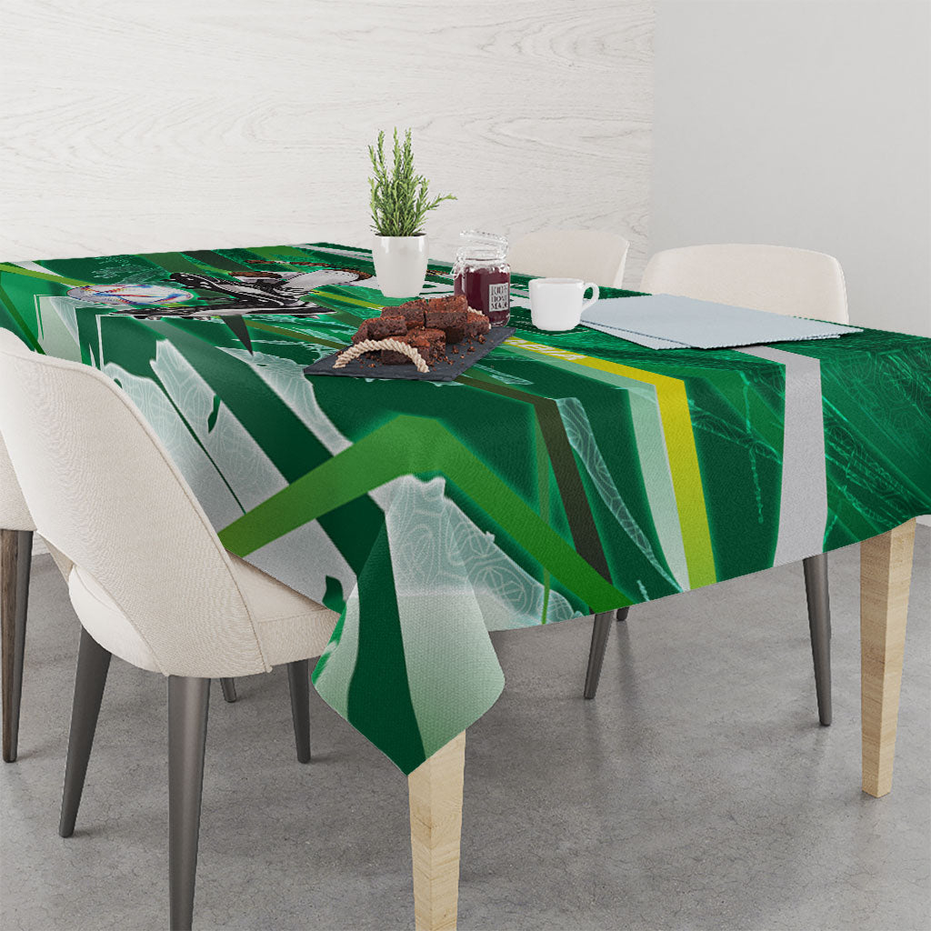 Personalized Saudi Arabia Football Tablecloth Green Falcon National Pride Mascot