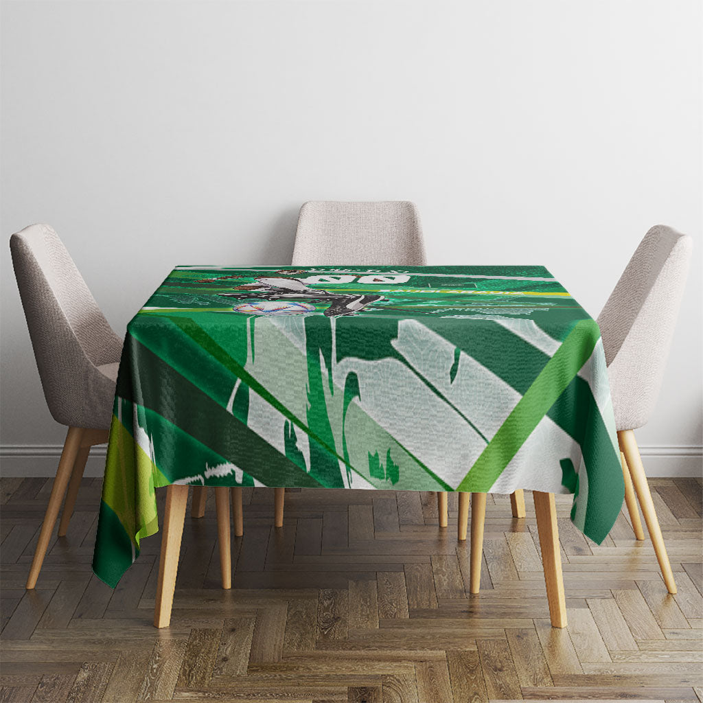 Personalized Saudi Arabia Football Tablecloth Green Falcon National Pride Mascot