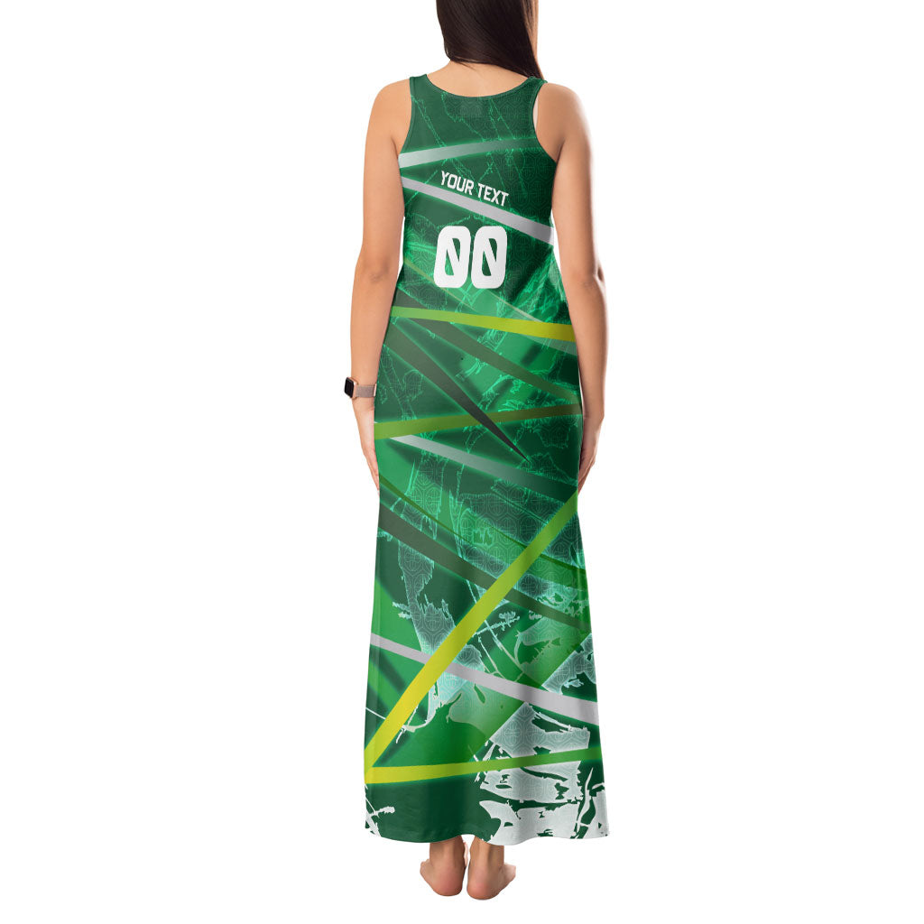 Personalized Saudi Arabia Football Tank Maxi Dress Green Falcon National Pride Mascot