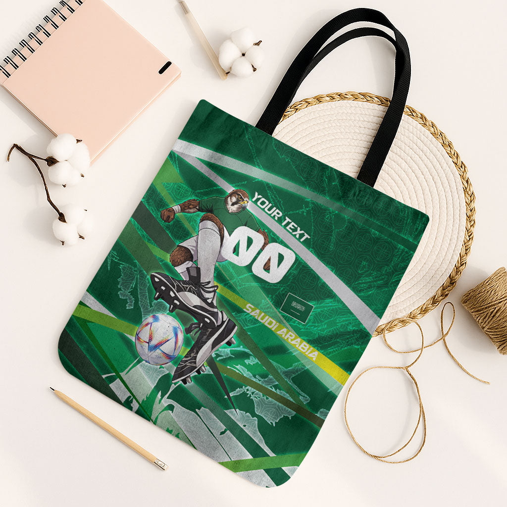 Personalized Saudi Arabia Football Tote Bag Green Falcon National Pride Mascot