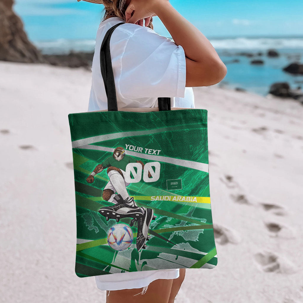 Personalized Saudi Arabia Football Tote Bag Green Falcon National Pride Mascot