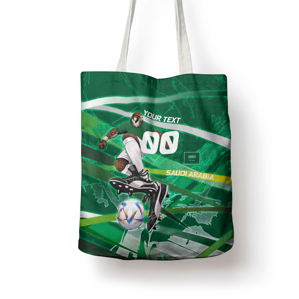 Personalized Saudi Arabia Football Tote Bag Green Falcon National Pride Mascot