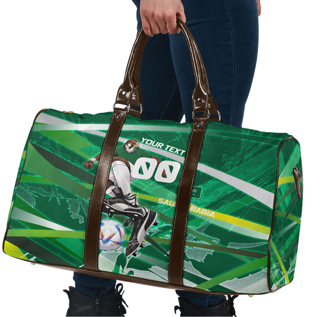Personalized Saudi Arabia Football Travel Bag Green Falcon National Pride Mascot