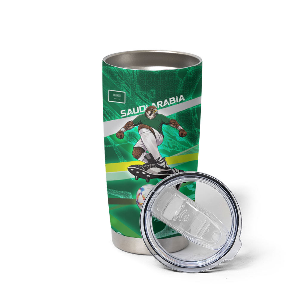 Personalized Saudi Arabia Football Tumbler Cup Green Falcon National Pride Mascot