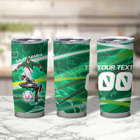 Personalized Saudi Arabia Football Tumbler Cup Green Falcon National Pride Mascot
