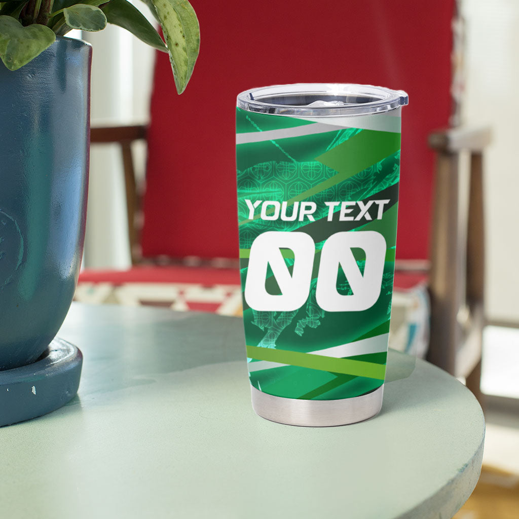 Personalized Saudi Arabia Football Tumbler Cup Green Falcon National Pride Mascot