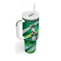 Personalized Saudi Arabia Football Tumbler With Handle Green Falcon National Pride Mascot