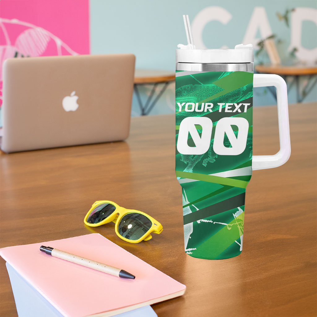 Personalized Saudi Arabia Football Tumbler With Handle Green Falcon National Pride Mascot