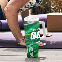 Personalized Saudi Arabia Football Tumbler With Handle Green Falcon National Pride Mascot