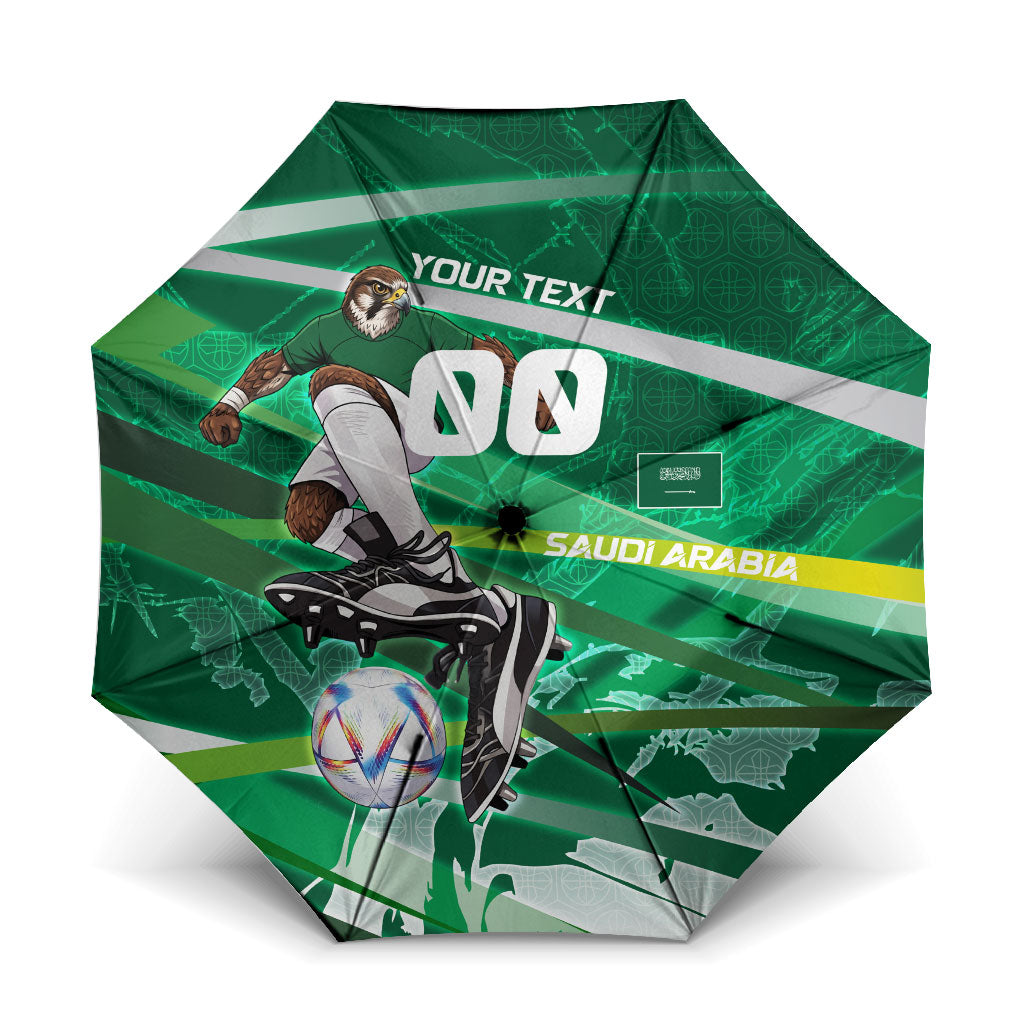 Personalized Saudi Arabia Football Umbrella Green Falcon National Pride Mascot