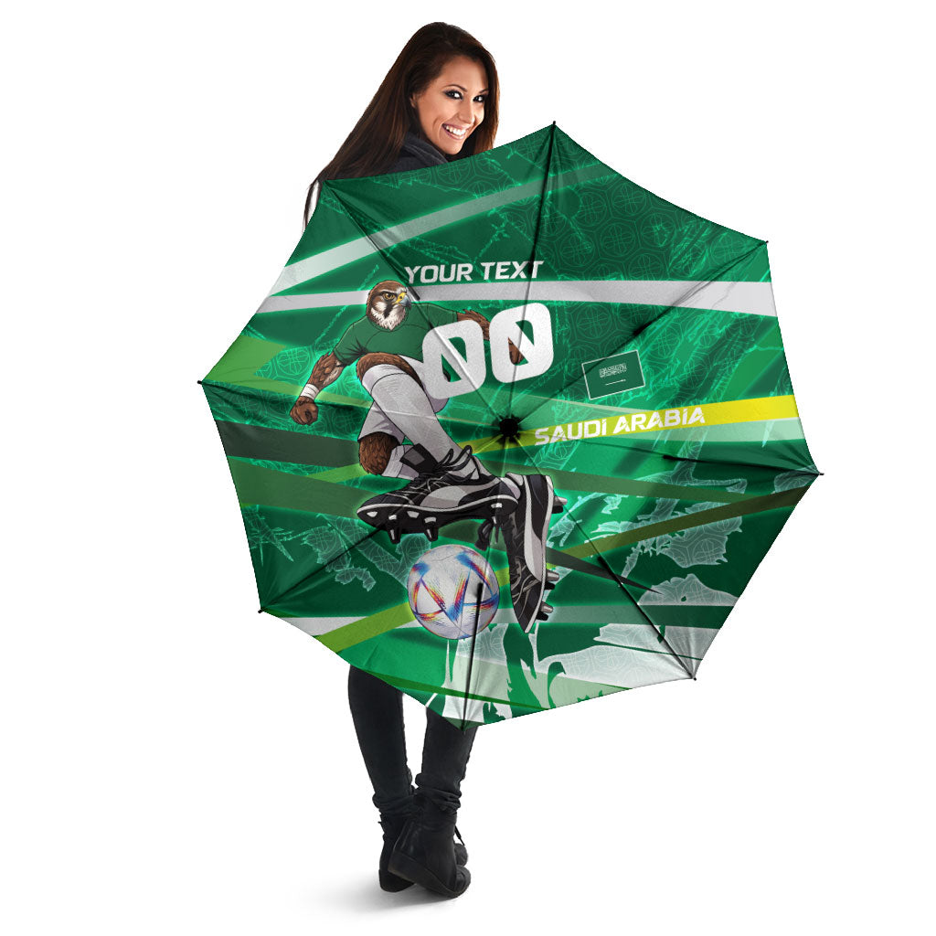 Personalized Saudi Arabia Football Umbrella Green Falcon National Pride Mascot