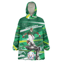 Personalized Saudi Arabia Football Wearable Blanket Hoodie Green Falcon National Pride Mascot