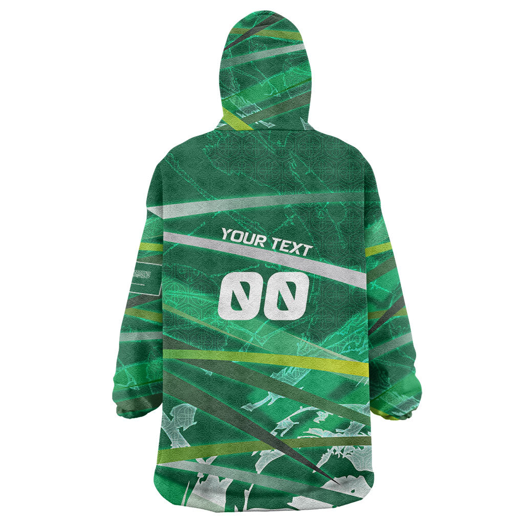 Personalized Saudi Arabia Football Wearable Blanket Hoodie Green Falcon National Pride Mascot