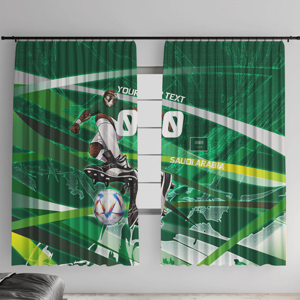 Personalized Saudi Arabia Football Window Curtain Green Falcon National Pride Mascot