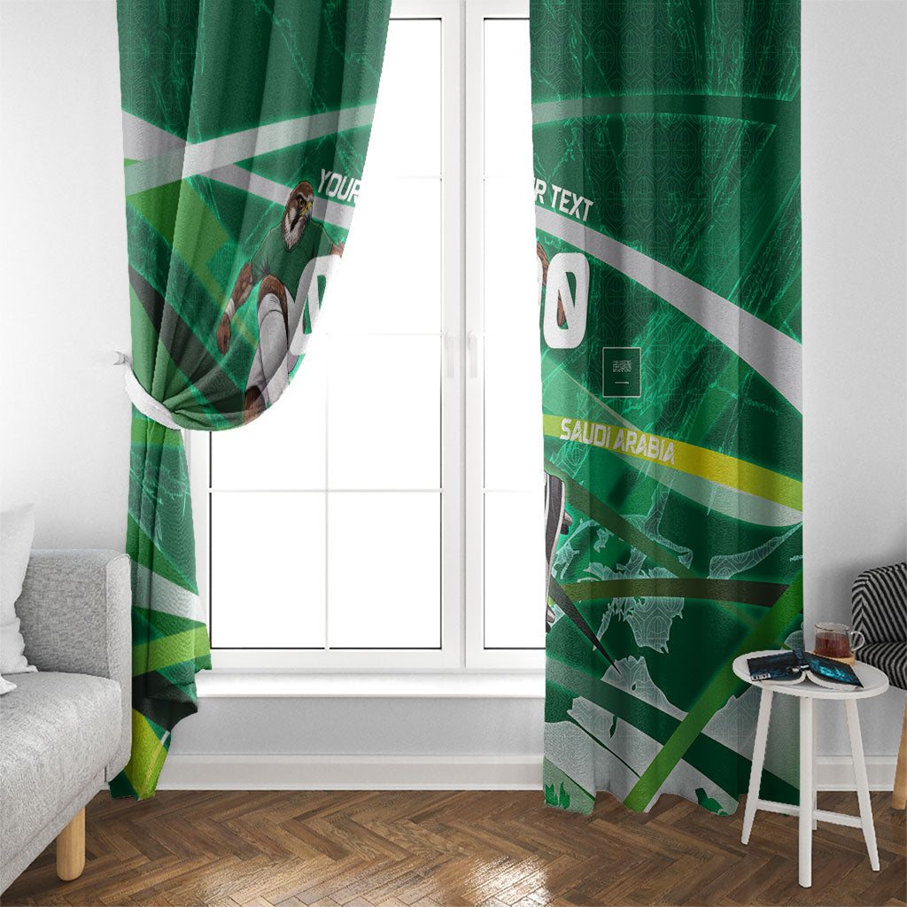 Personalized Saudi Arabia Football Window Curtain Green Falcon National Pride Mascot