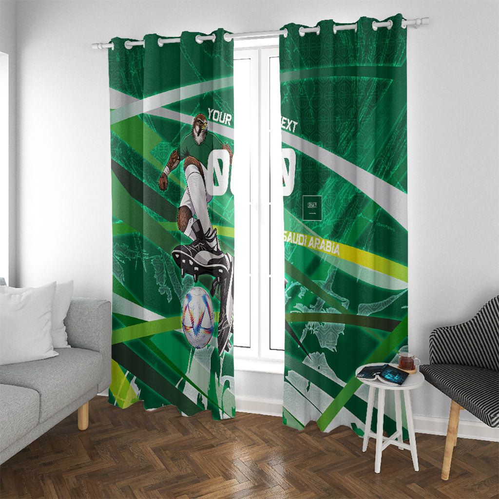 Personalized Saudi Arabia Football Window Curtain Green Falcon National Pride Mascot
