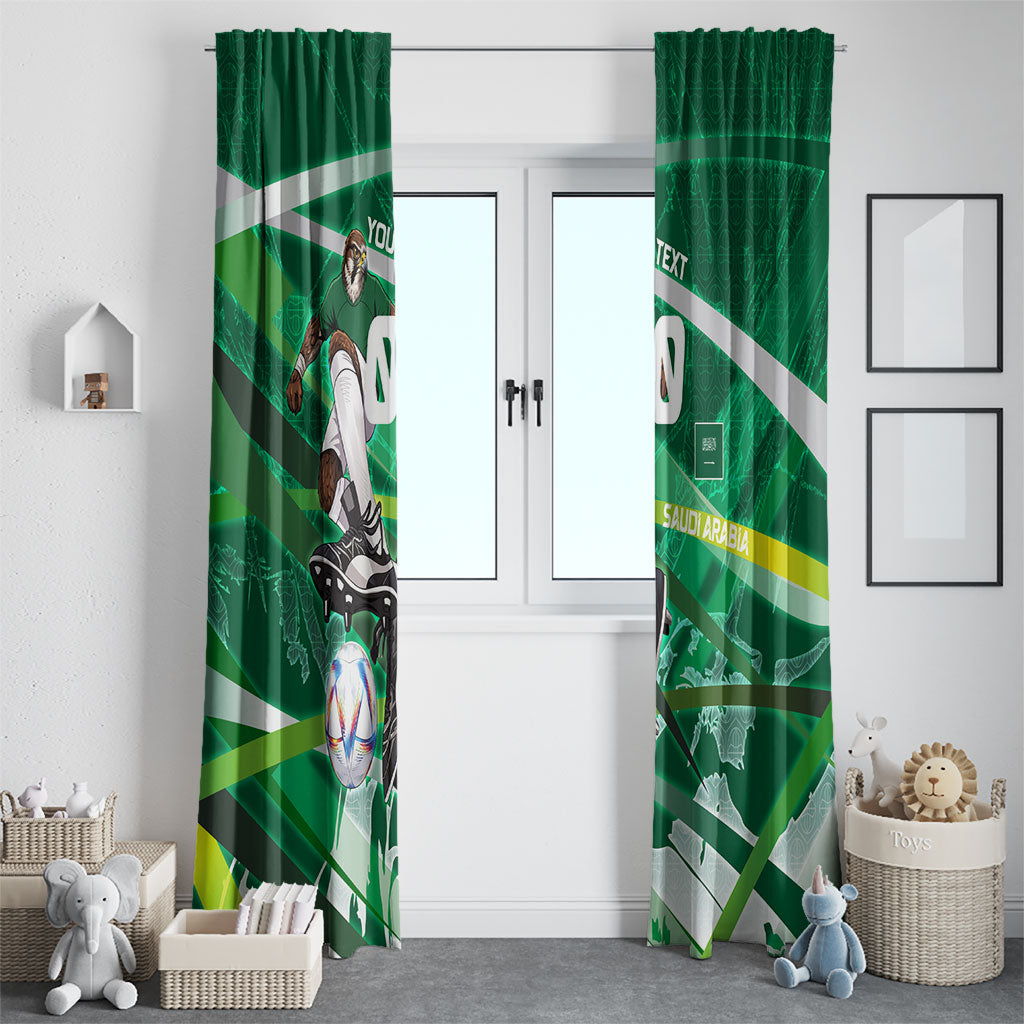 Personalized Saudi Arabia Football Window Curtain Green Falcon National Pride Mascot